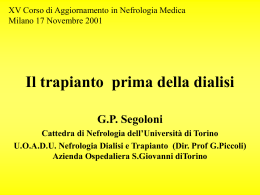 Il trapianto prima della dialisi - CATTEDRA di NEFROLOGIA dell