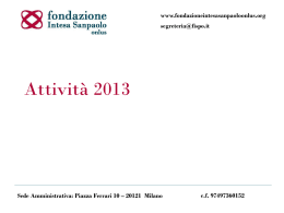 Le attività benefiche svolte nel corso del 2013 dalla Fondazione
