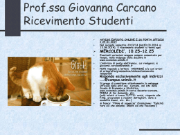 Prof.ssa Carcano - ricevimento studenti secondo semestre 2013/14