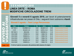 Provvedimenti sulla linea Firenze-Roma nei giorni 5 e 6
