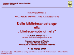Lezione 4 - Lettere e Filosofia - Universit&agrave; degli Studi di Trento