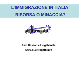 L`IMMIGRAZIONE IN ITALIA