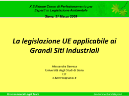 La legislazione UE applicabile ai Grandi Siti Industriali