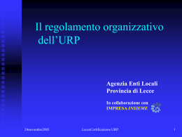 Regolamento organizzativo dell`URP