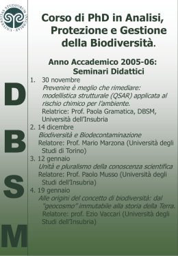 Corso di PhD in Analisi, Protezione e Gestione della Biodiversità