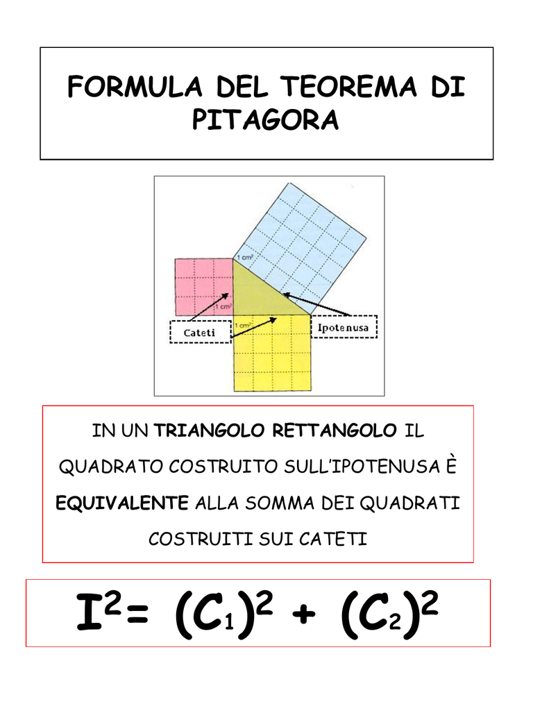 Formula Del Teorema Di Pitagora