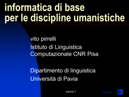 lezione 7 - Istituto di Linguistica Computazionale "Antonio Zampolli"