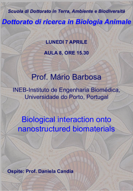 SEMINARIO: Biological interaction onto nanostructured biomaterials