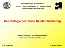 RIVALTA - Cim - Universit&agrave; degli studi di Pavia