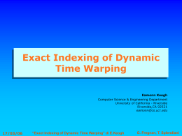 “Exact Indexing of Dynamic Time Warping” di E.Keogh G. Fregnan, T