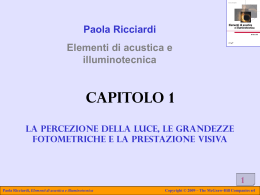 1 Paola Ricciardi Elementi di acustica e illuminotecnica Capitolo 1