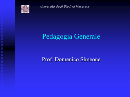 Introduzione alla pedagogia - Universit&agrave; degli Studi di Macerata