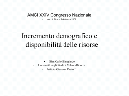Incremento demografico e disponibilit&agrave; risorse