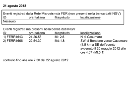 Report eventi sismici del 21/8/2012