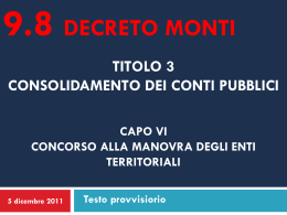 Decreto Monti – 9.8 Concorso alla manovra degli Enti