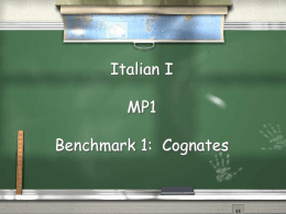 Italian I MP1 Benchmark 1: Cognates