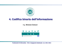 4. Codifica binaria dell`informazione - SisInf Lab