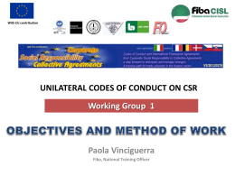WG1 Codes of Conduct, Conclusions
