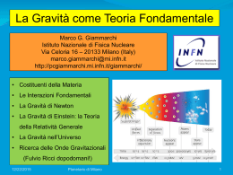 La Gravita` come Teoria Fondamentale (Planetario di Milano