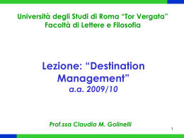 Destination Management - Università degli Studi di Roma Tor Vergata