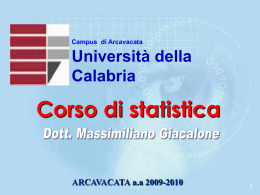 STATISTICA I PARTE - Dipartimento di Scienze Politiche e Sociali