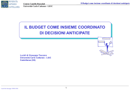 il budget come insieme coordinato di decisioni anticipate