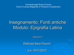 Lezione_5FACCINI - Universit&agrave; degli Studi di Ferrara
