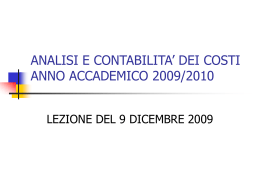 analisi e contabilita` dei costi anno accademico 2005-2006