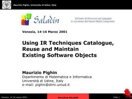 Slides PowerPoint, 222K - Dipartimento di Scienze Ambientali