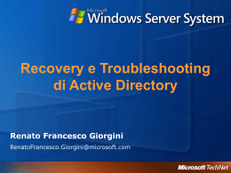 Recovery e Troubleshooting di Active Directory
