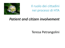 Il ruolo dei cittadini nei processi di HTA Patient and citizen