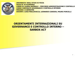 Orientamenti internazionali su governance e controllo