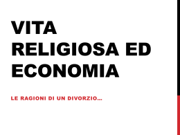 VITA RELIGIOSA ED ECONOMIA