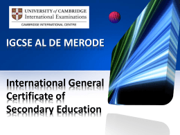 IGCSE e A Level al De Merode 2016-17