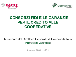 Ferruccio Vannucci Direttore generale di Cooperfidi Italia I consorzi