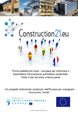 Un progetto fortemente sostenuto dall`Europa per sviluppare l