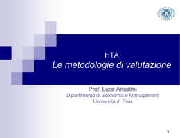 HTA - Le metodologie di valutazione