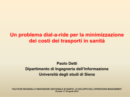 Un problema dial-a-ride per la minimizzazione dei costi dei trasporti