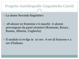 Progetto Autobiografie Linguistiche Cairoli - PLUR