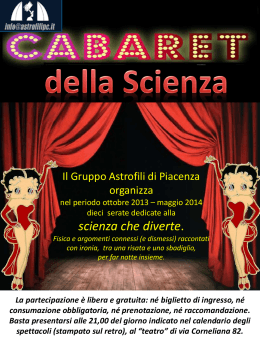 La locandina dei “Cabaret della scienza” 2013-14