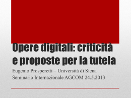 Opere digitali: criticità e proposte
