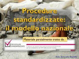 Procedure standardizzate: il modello nazionale
