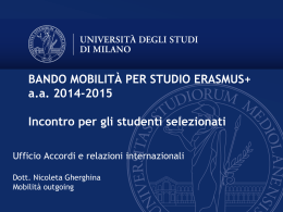 Incontro per gli studenti selezionati