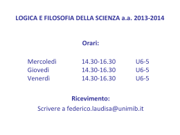 Logica e Filosofia della Scienza 2013 2014 Introduzione al corso