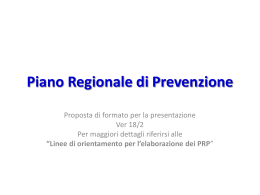 Piano Regionale di Prevenzione