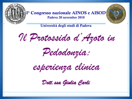 Il Protossido d*Azoto in Pedodonzia: esperienza clinica