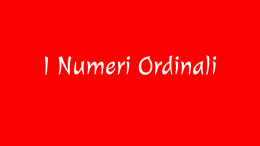 I Numeri Ordinali