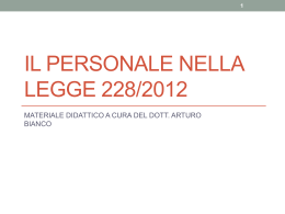 Il personale NELLA LEGGE 228/2012