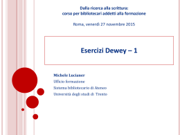 Roma. Dewey 3 - Università degli Studi di Trento