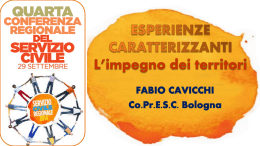 ESPERIENZE CARATTERIZZANTI L*impegno dei territori